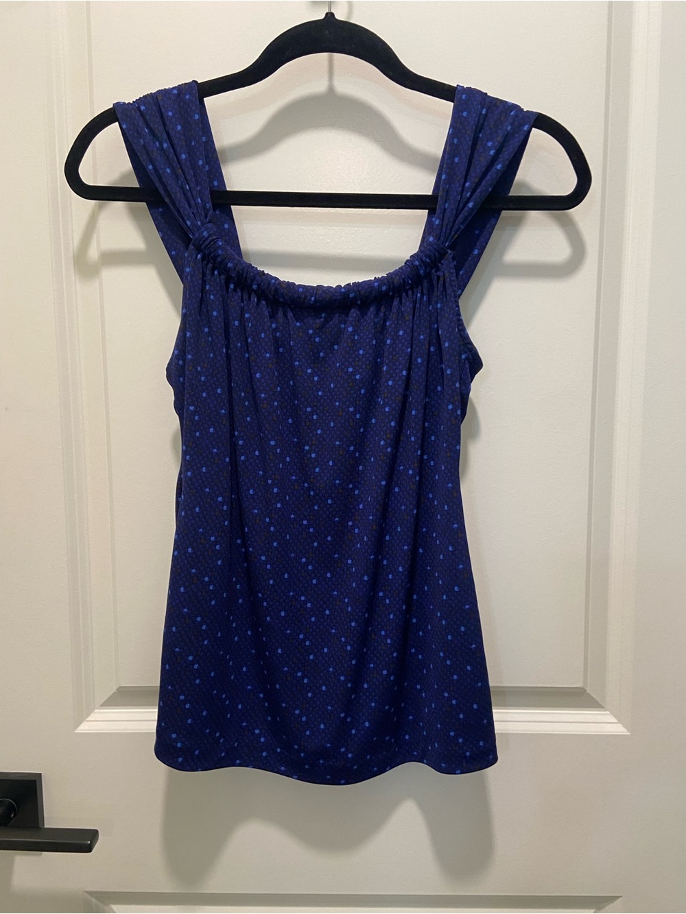 Banana Republic Navy Sleeveless Tank with Light Blue Dot Print